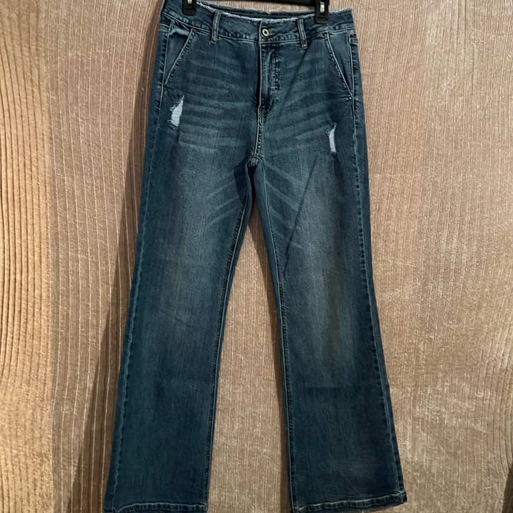 Kancan distressed flare jeans